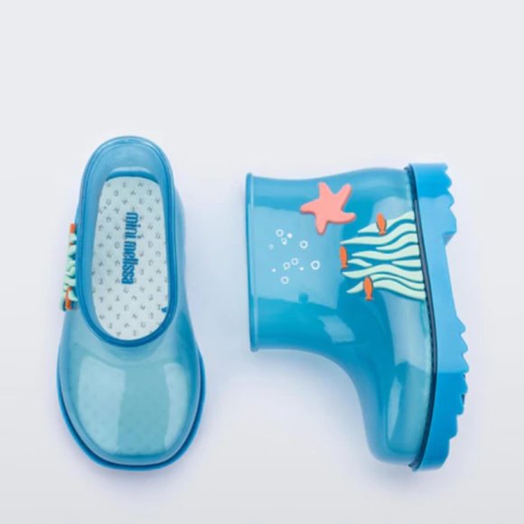 NEW Mini Melissa Baby Toddler Under The Sea Waterproof Starfish Seaweed Wellies - Picture 7 of 7